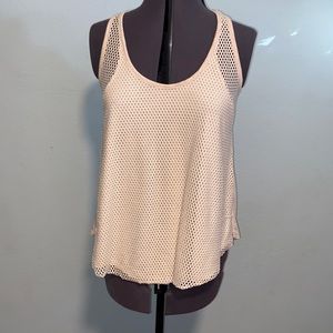 Cream color beta house tank top mesh front has lining size medium